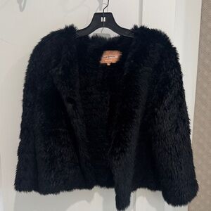 Sherry Cassin Black 100%% Rabbit Fur Jacket size MEDIUM